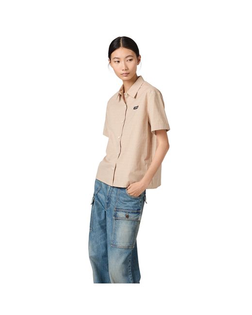 Miu Miu Natural Checked Poplin Shirt