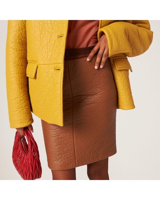 Miu Miu Brown Nappa Leather Skirt