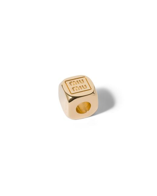 Miu Miu Pink Enameled Metal Dice Charm