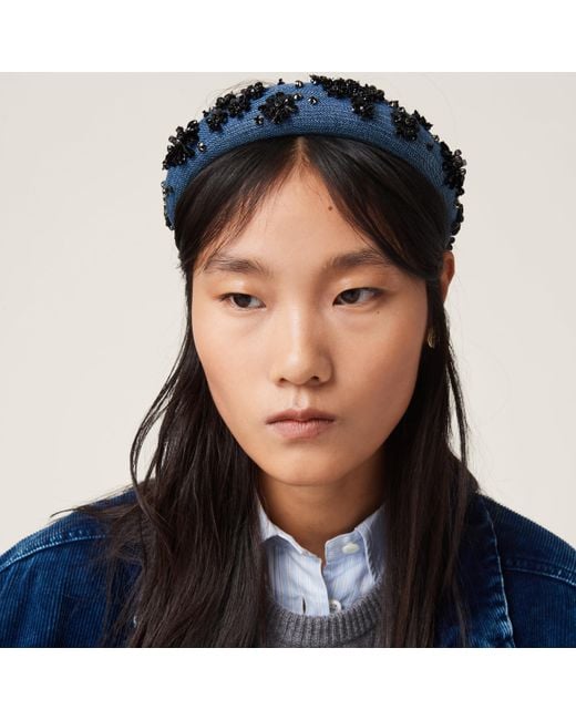 Miu Miu Blue Denim Headband