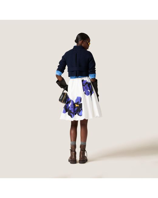 Miu Miu Blue Floral Midi Skirt For