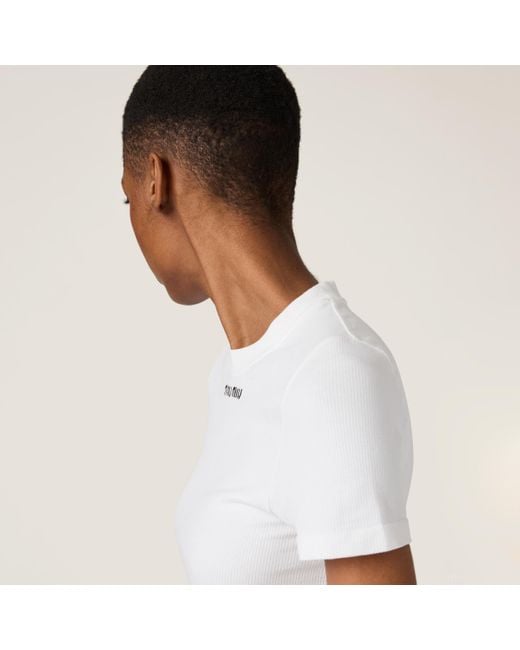 Miu Miu Seamless T-Shirt in White | Lyst