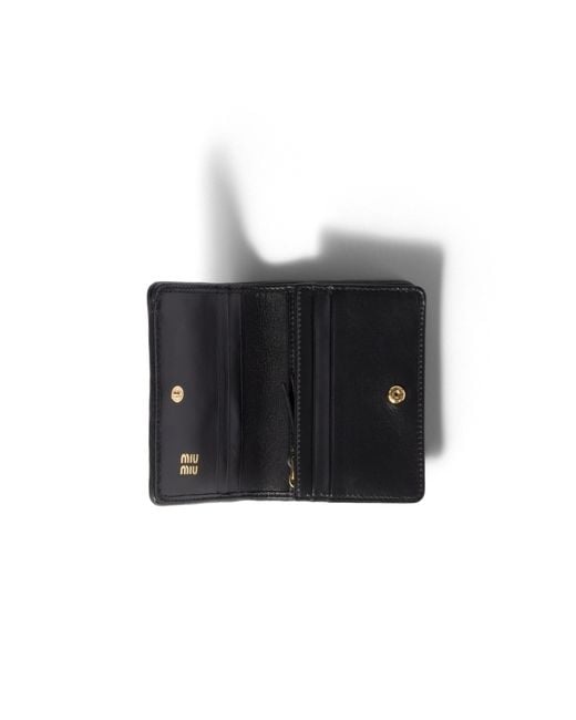 Miu Miu Black Small Matelassé Nappa Leather Wallet