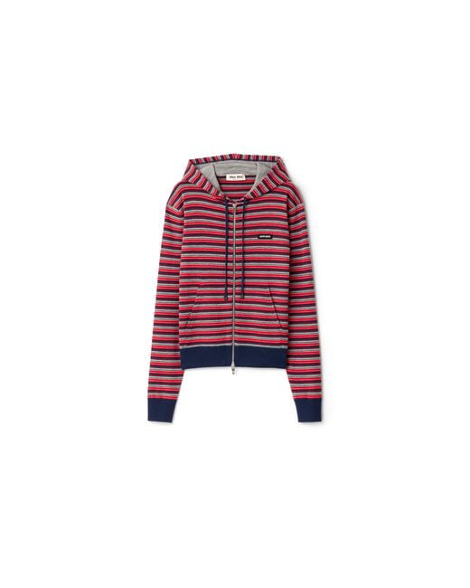 Miu Miu Red Wool Hoodie Jacket