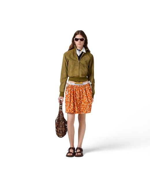 Miu Miu Orange Poplin Skirt