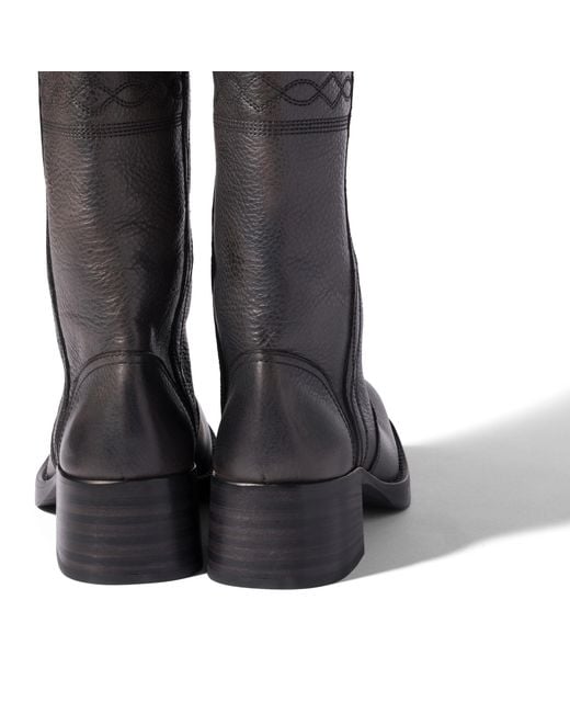 Miu Miu Black Embroidered Leather Boots