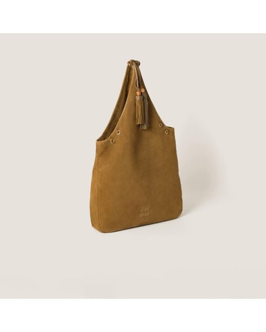 Miu Miu Brown Suede Handbag With Tassels