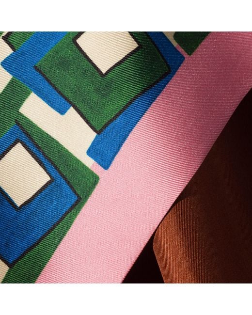 Miu Miu Blue Printed Silk Scarf