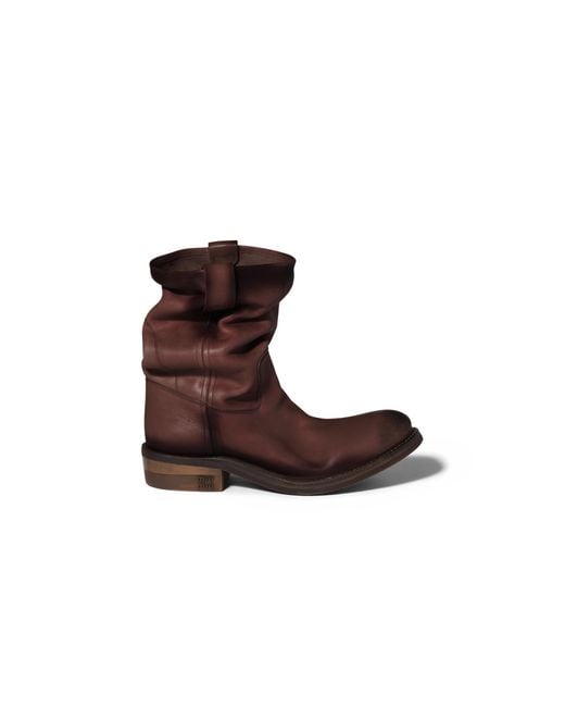 Miu Miu Brown Foule Leather Booties
