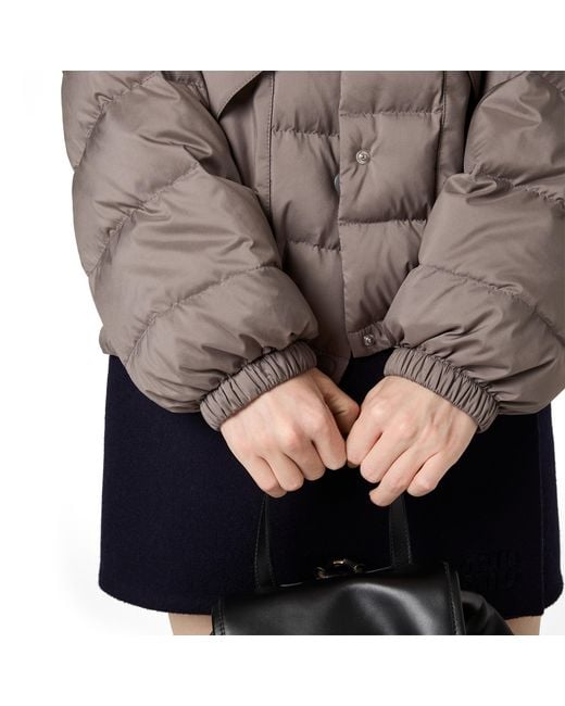 Miu Miu Brown Technical Pongé Down Jacket