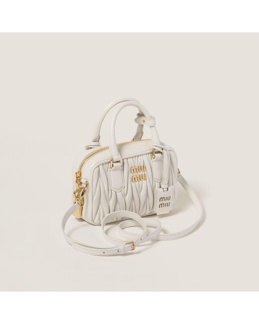 Miu Miu White Arcadie Matelassé Nappa Leather Bag