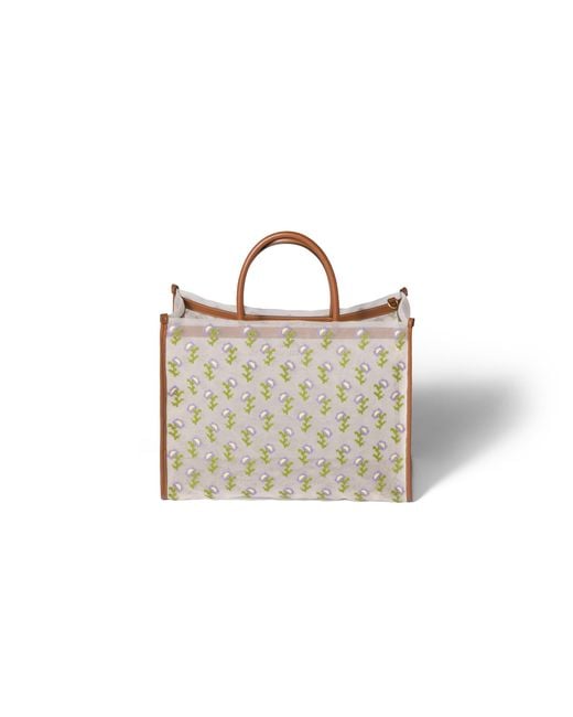 Miu Miu White Embroidered Mesh Shopping Bag