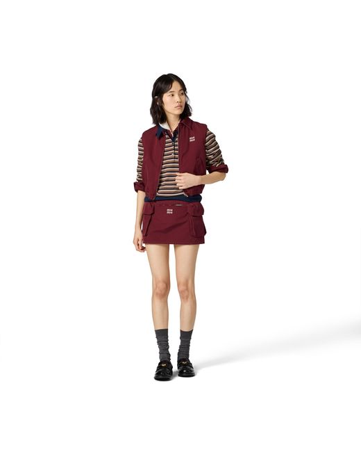 Miu Miu Red Washed Poplin Miniskirt
