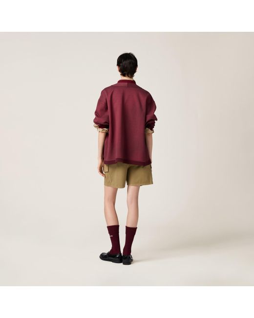Miu Miu Red Garment-Dyed Cotton Fleece Cardigan