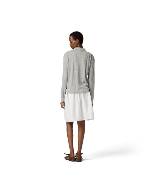 Miu Miu Gray Ribbed Jersey Polo Shirt