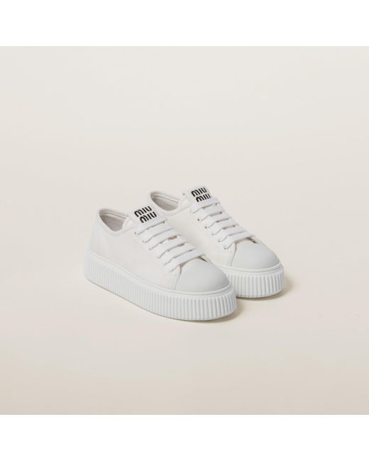 Miu Miu White Denim Sneakers