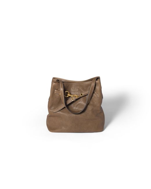 Miu Miu Brown Aventure Nappa Leather Bucket Bag