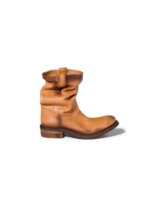 Miu Miu Brown Solid Stivaletti Boots