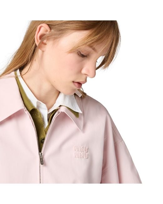 Miu Miu Pink Poplin Blouson Jacket