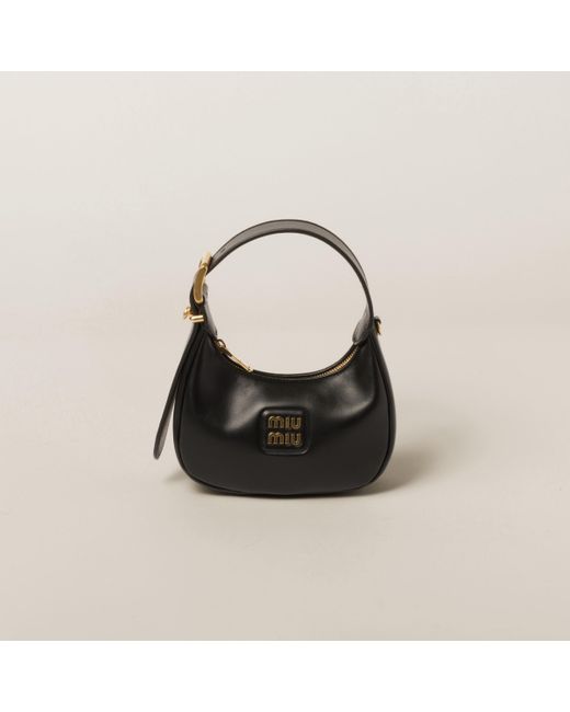 Miu Miu Black Leather Hobo Bag