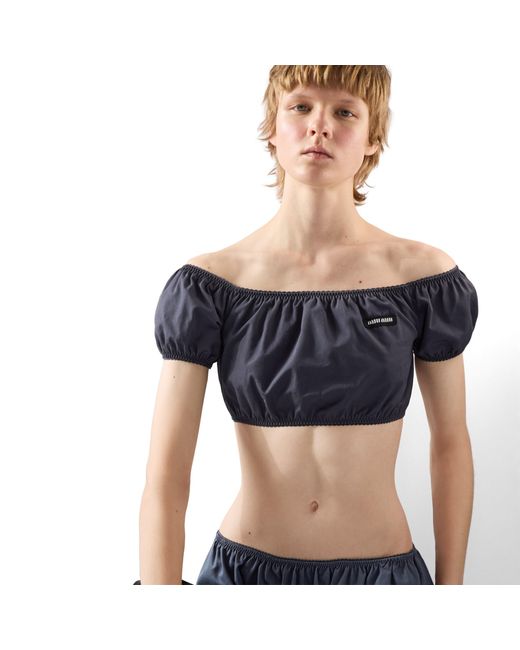 Miu Miu Blue Poplin Crop Top