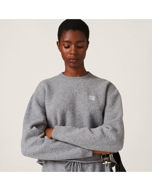 Miu Miu Gray Wool And Cashmere Sweater