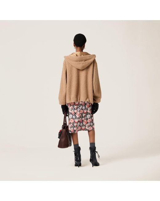 Miu Miu Brown Pile Hoodie Jacket