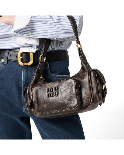 Miu Miu Brown Pocket Nappa Leather Bag