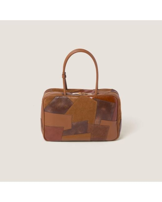Miu Miu Brown Leather Patchwork Beau Bag