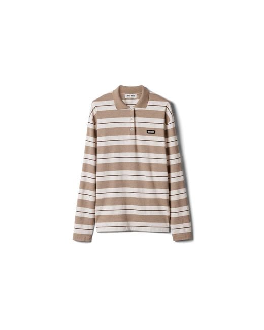Miu Miu Natural Cotton Jersey Polo Shirt