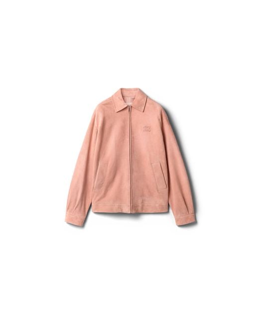 Miu Miu Pink Waxed Suede Blouson Jacket
