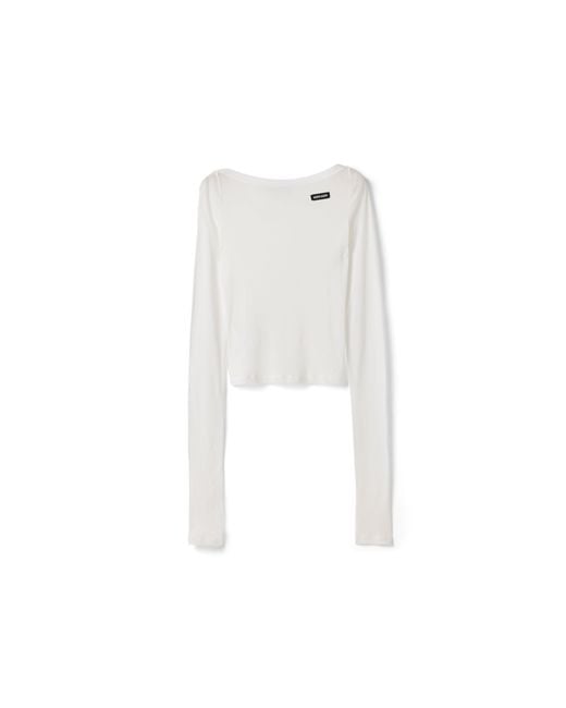 Miu Miu White Ribbed Jersey Top