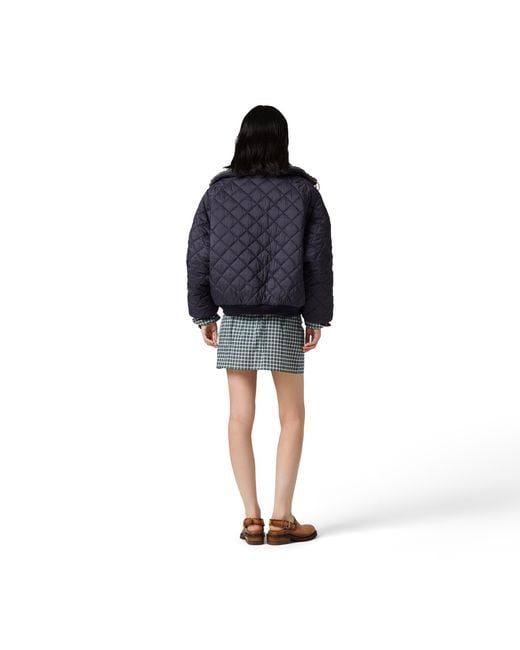 Miu Miu Blue Technical Pongé Down Jacket