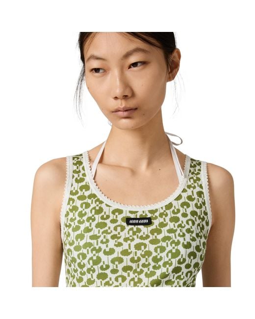 Miu Miu Green Cotton Tank Top