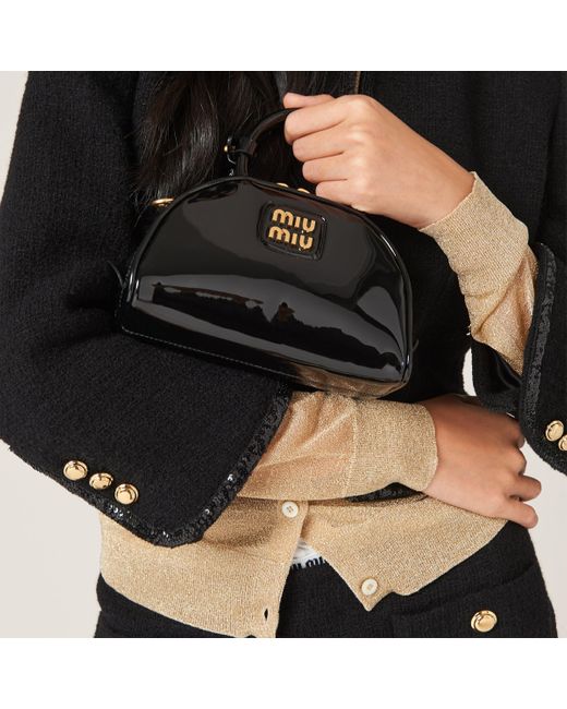 Miu Miu Black Patent Leather Top-Handle Bag