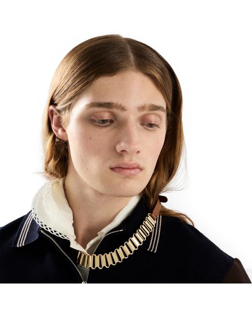 Miu Miu Metallic Metal And Leather Necklace