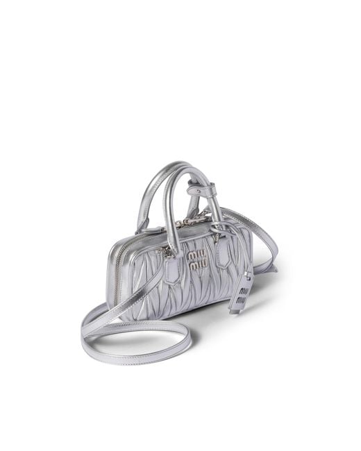 Miu Miu Gray Arcadie Matelassé Nappa Leather Mini-Bag