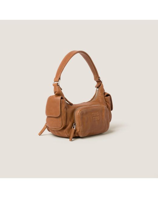 Miu Miu Brown Pocket Nappa Leather Bag