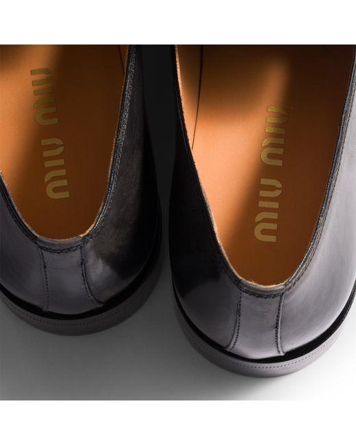 Miu Miu Black Leather Loafers