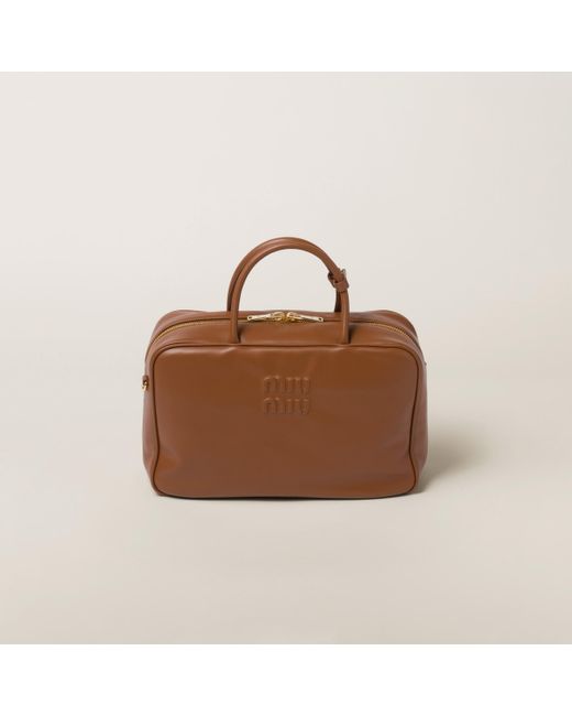 Miu Miu Brown Leather Top-handle Bag