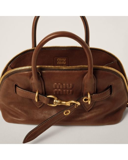 Miu Miu Brown Aventure Nappa Leather Top-Handle Bag