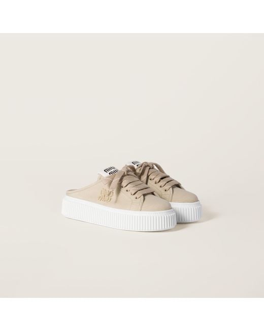 Miu Miu Metallic Denim Sneaker Mules