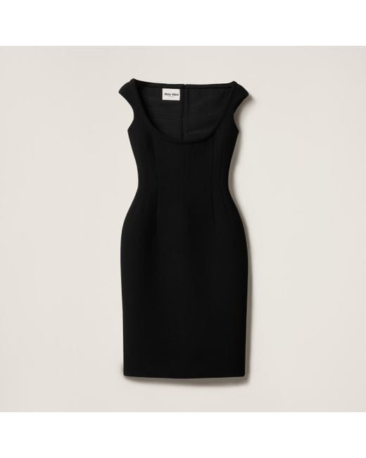 ワンピース Miu Miu Black Stretch Wool Dress Miu Miu Black Stretch Wool Dress | italist