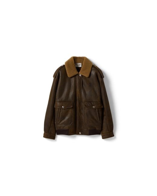 Miu Miu Brown Shearling Blouson Jacket