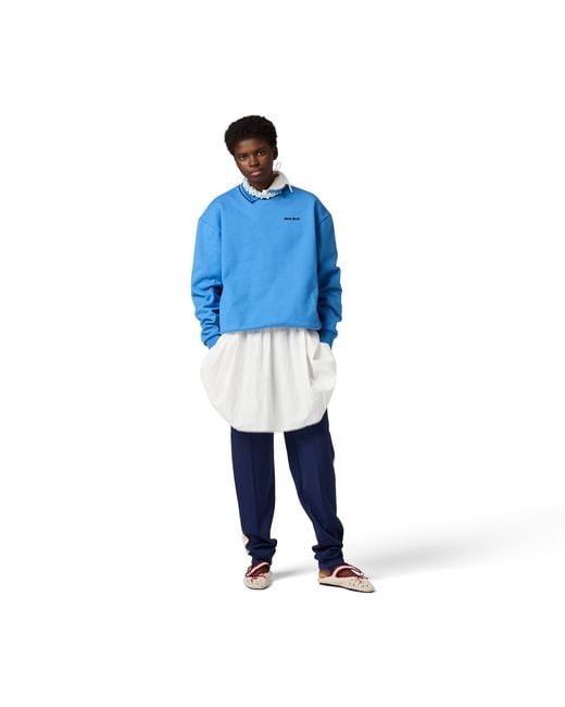 Miu Miu Blue Cotton Fleece Sweatshirt