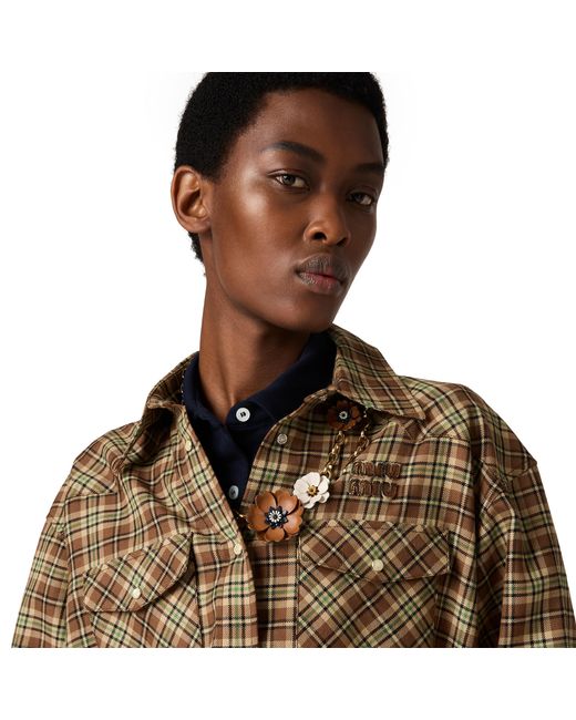 Miu Miu Brown Plaid Shirt