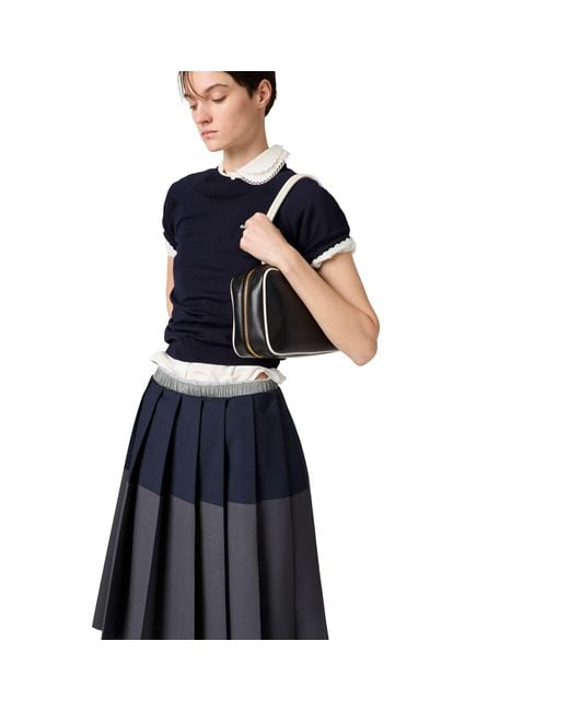 Miu Miu Blue Wool Crew-Neck Sweater