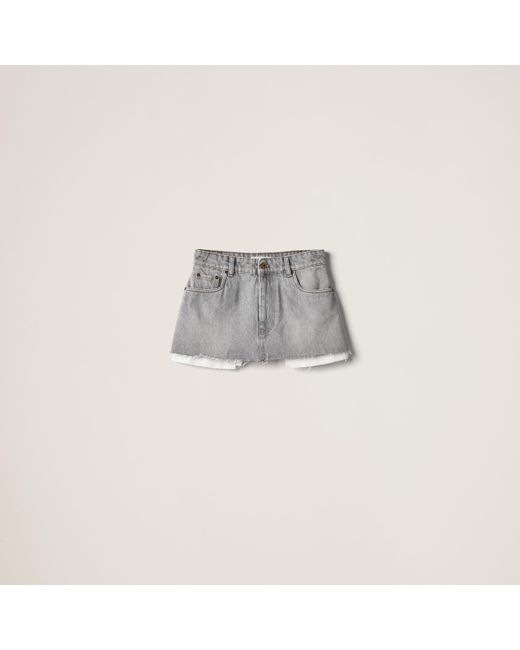 Miu Miu Gray Denim Miniskirt