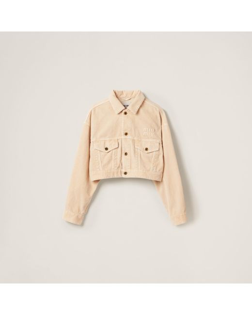 Miu Miu Natural Garment-dyed Velvet Blouson Jacket