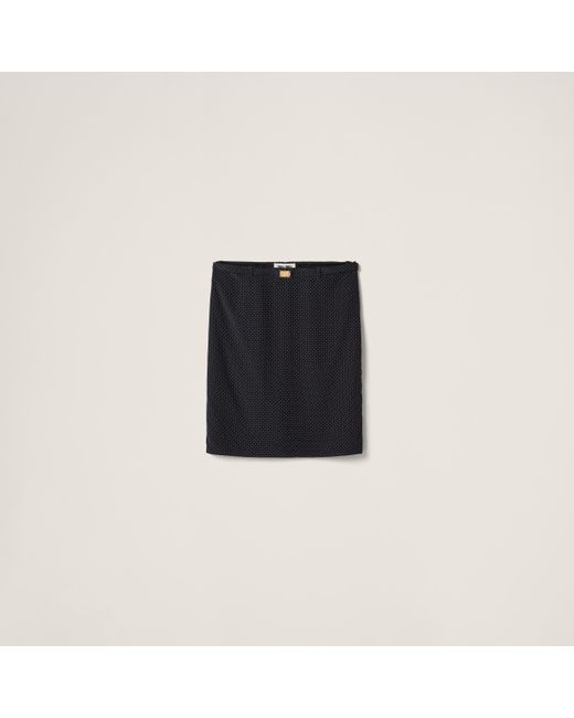 Miu Miu Black Polka-dot Crepe De Chine Skirt